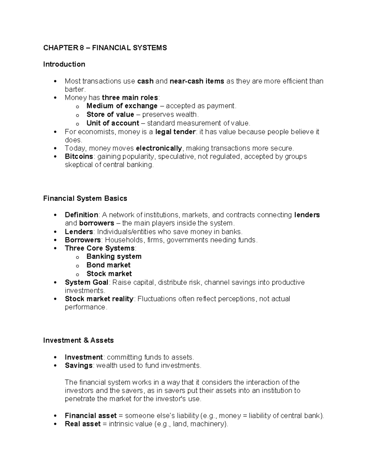 CHAPTER 8 FINANCIAL SYSTEMS: Key Concepts and Insights - Studocu