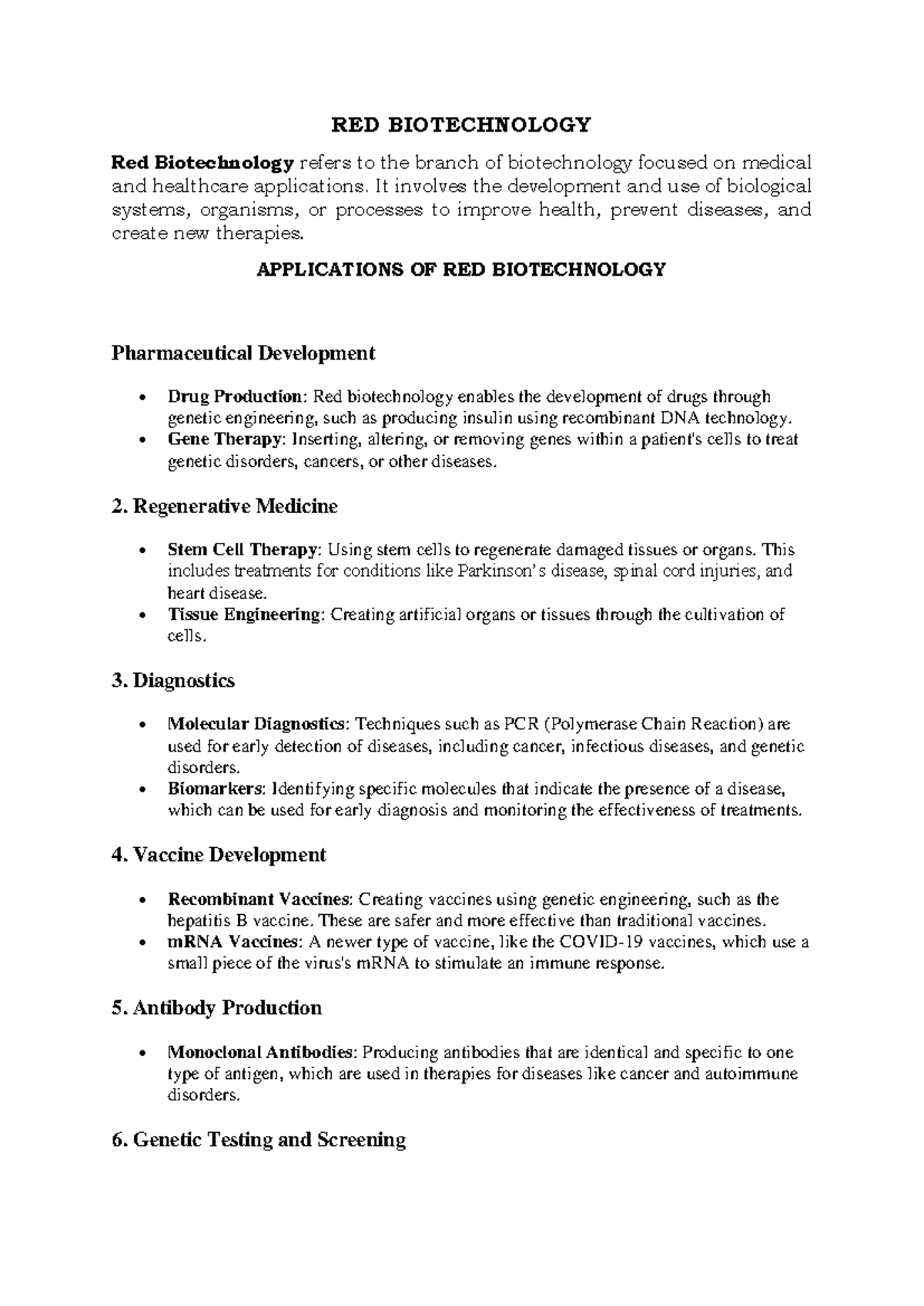 Red Biotechnology: Applications in Medicine and Healthcare Solutions ...