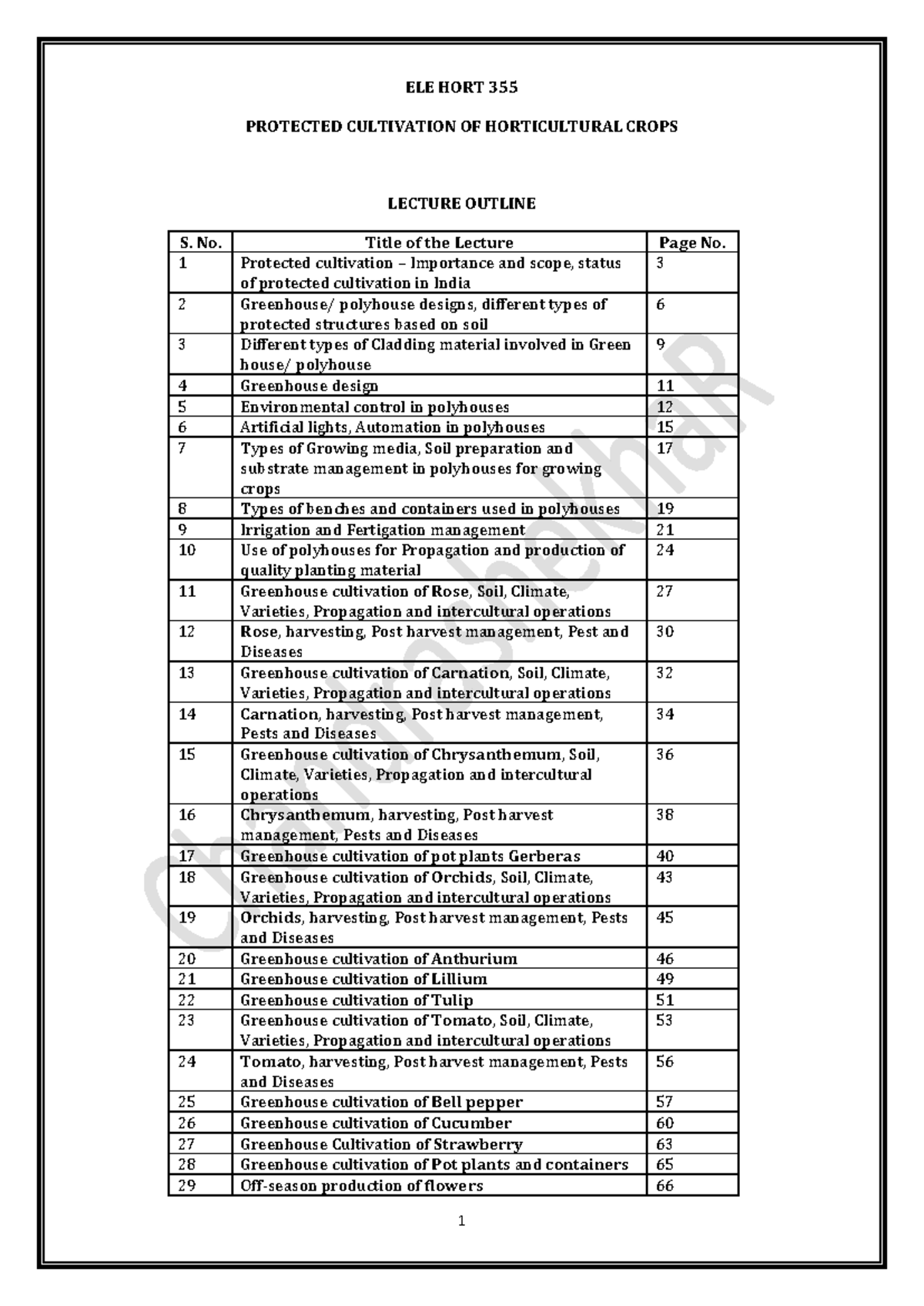HORT (ELE) 355 - Protected Cultivation of Horticultural Crops Lecture ...