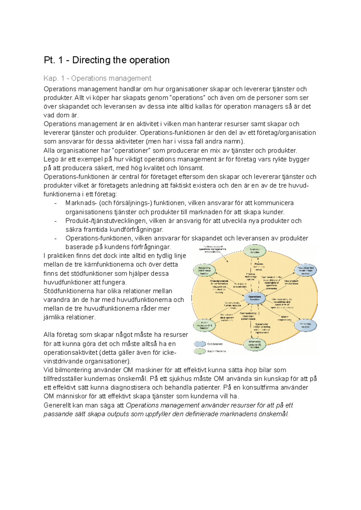 Sammanfattning av Operation Management - Slack (Kap. 1) - Studocu