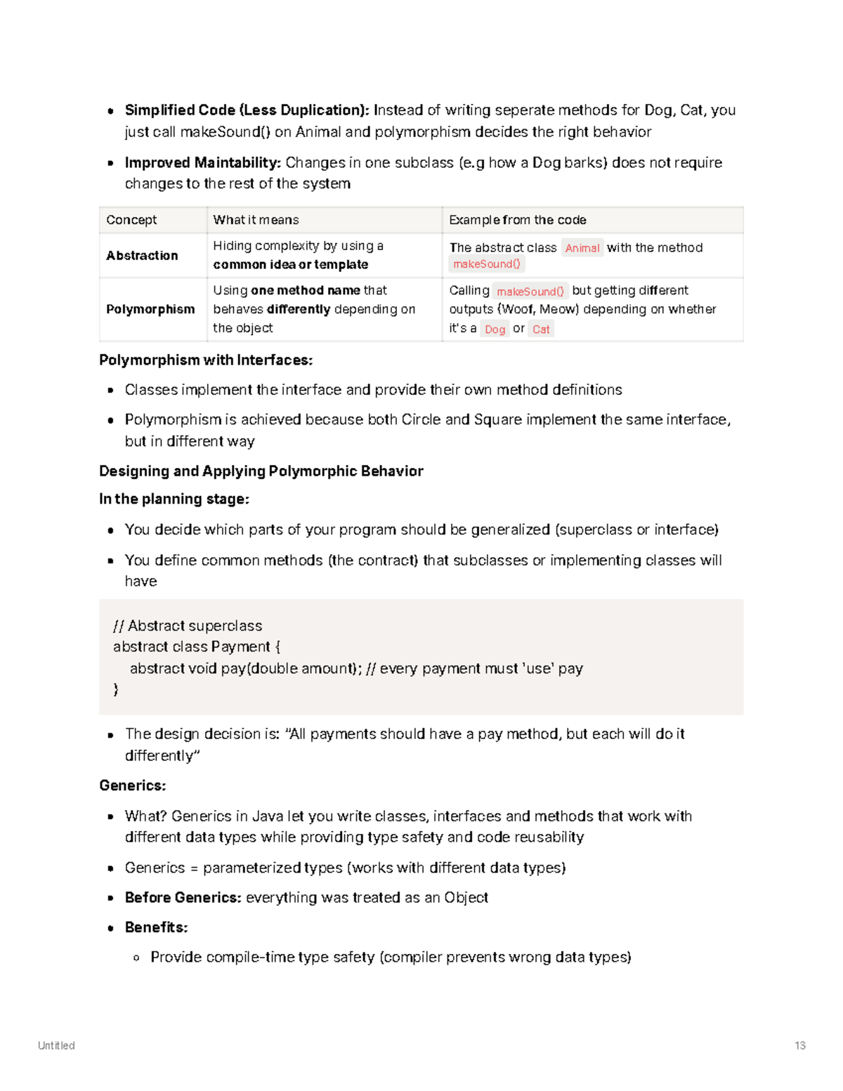 OOP Midterm Notes (CS101): Polymorphism, Generics, and Modularity - Studocu