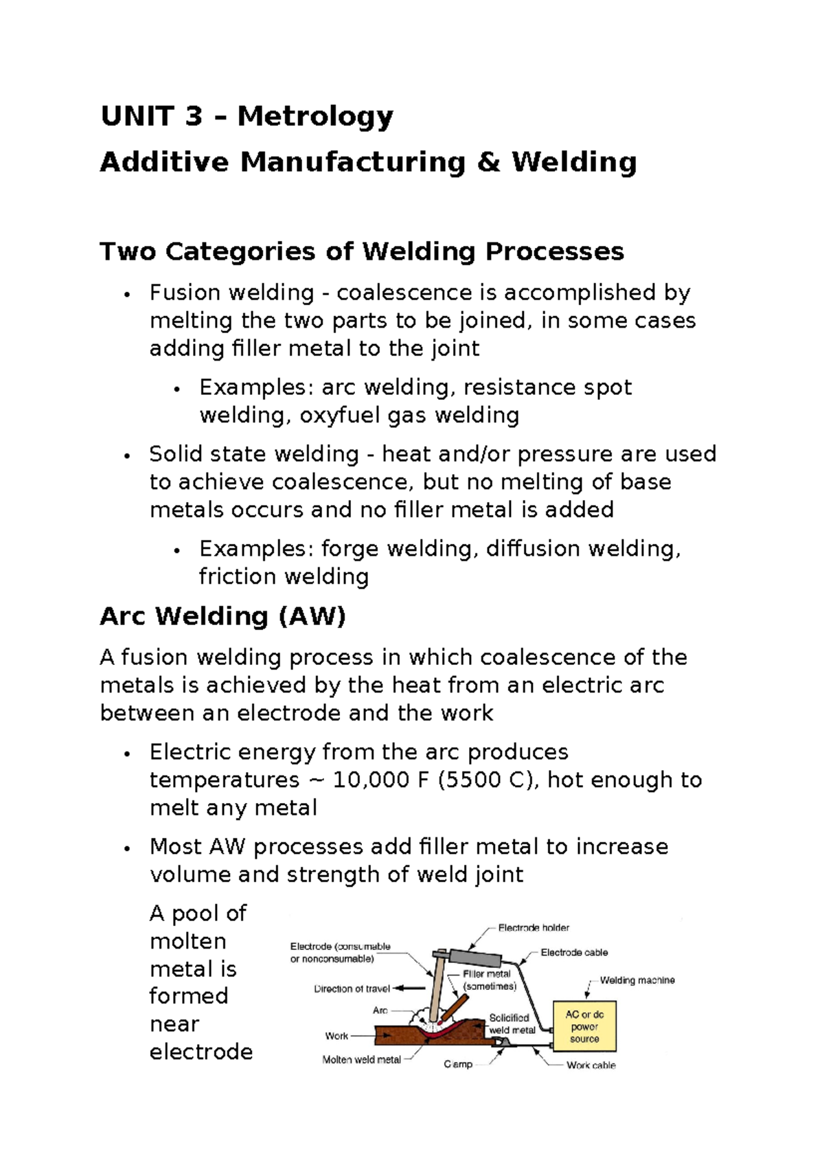 Welding Processes Overview: Fusion & Solid State Techniques - Studocu
