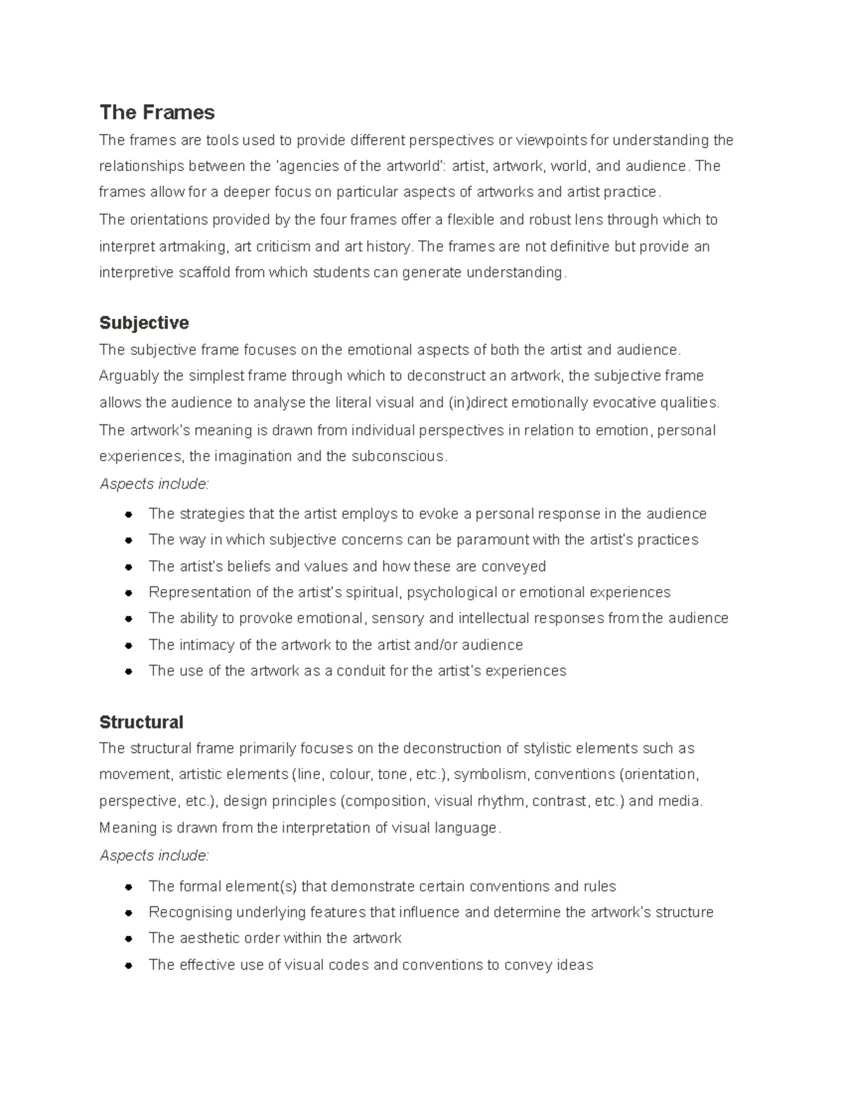 HSC Visual Art: Understanding The Frames of Art Interpretation - Studocu