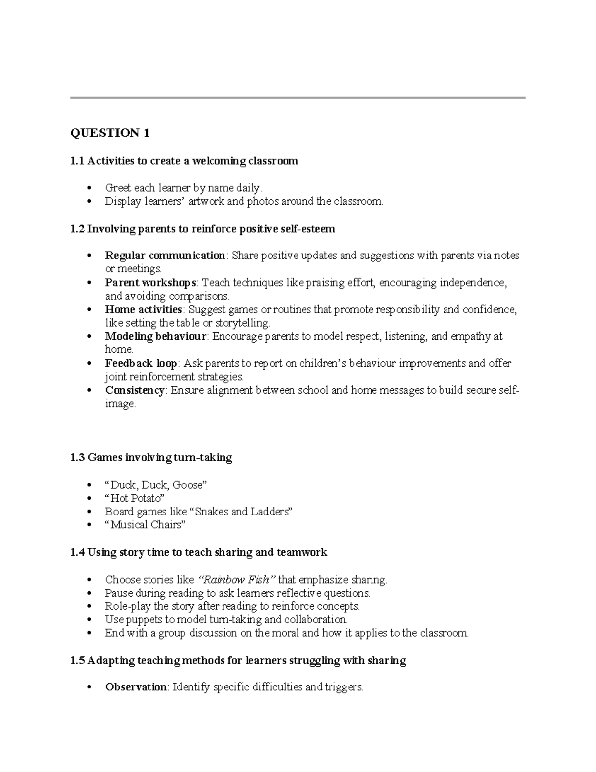 CDE2601 Final Exam: Strategies for Creating a Welcoming Classroom - Studocu