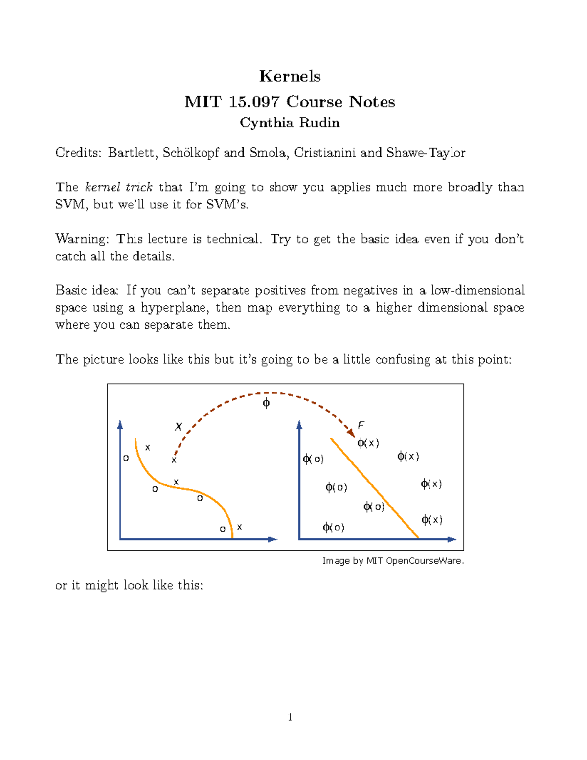 MIT 15.097 Lecture 13: Understanding Kernels and the Kernel Trick - Studocu