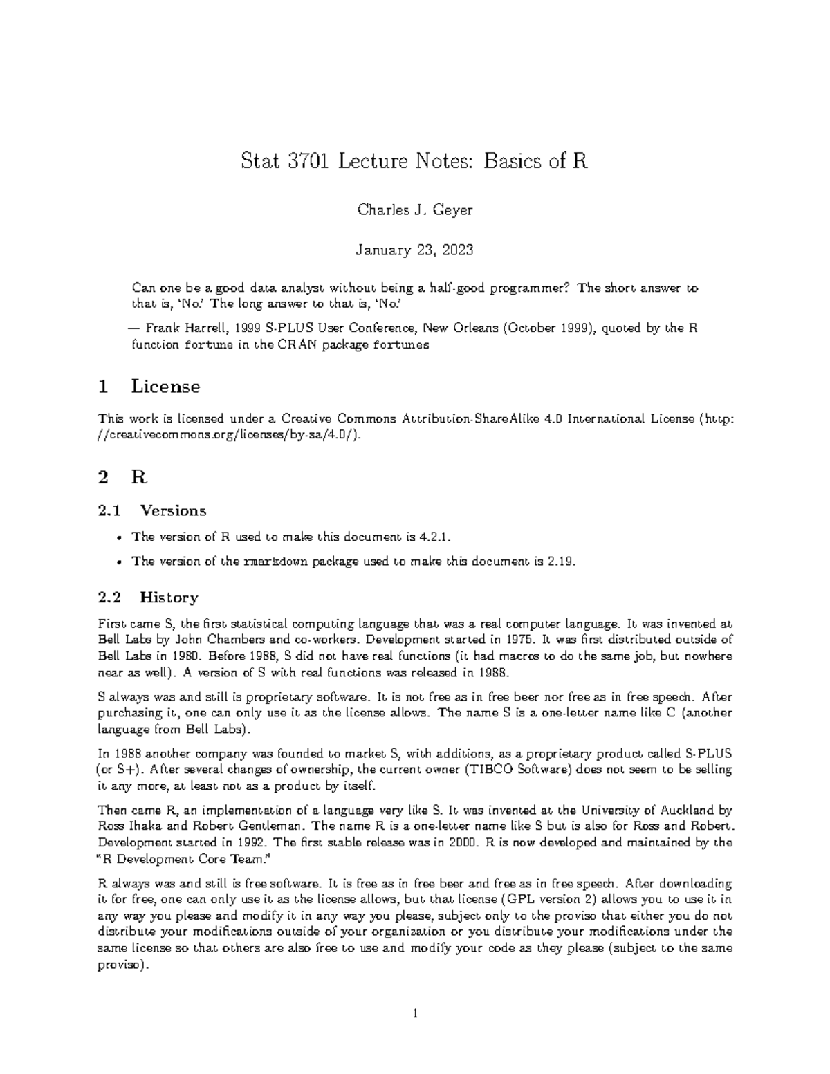 Stat 3701 Lecture Notes: Introduction to Basics of R Programming - Studocu