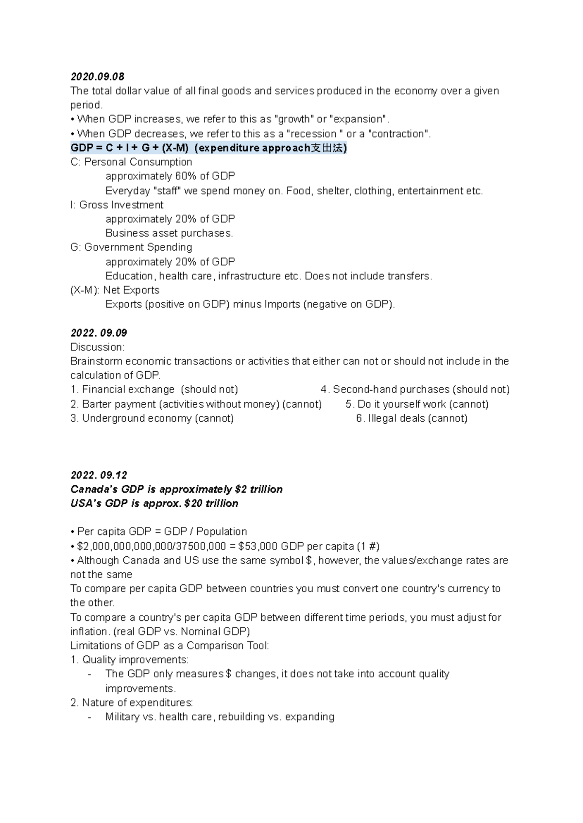 Econ 12 Period 1 - Chapter 1: Understanding GDP and Economic Indicators ...