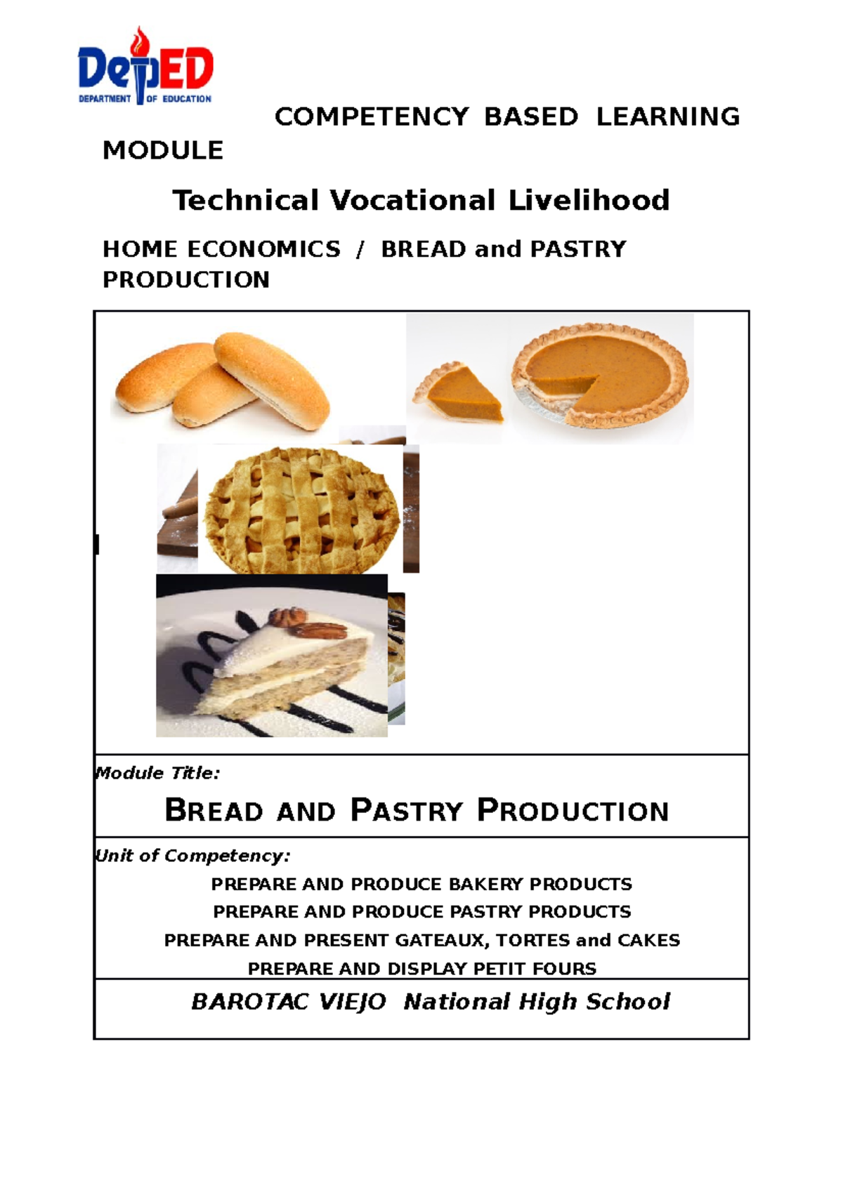 BPP Module: Bread and Pastry Production Guide for SHS TVL-HE - Studocu
