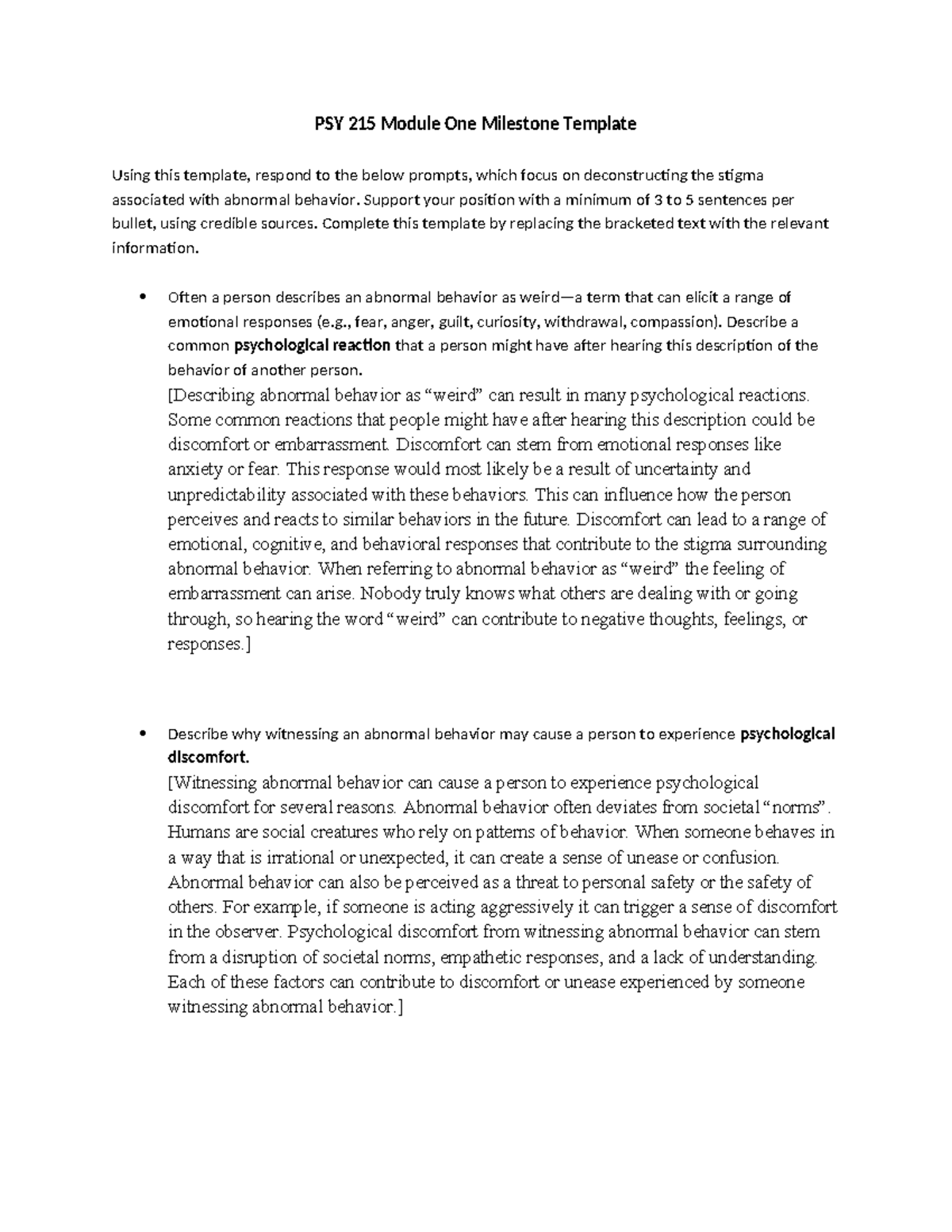 PSY 215 Module 1 Milestone: Deconstructing Abnormal Behavior Stigma ...