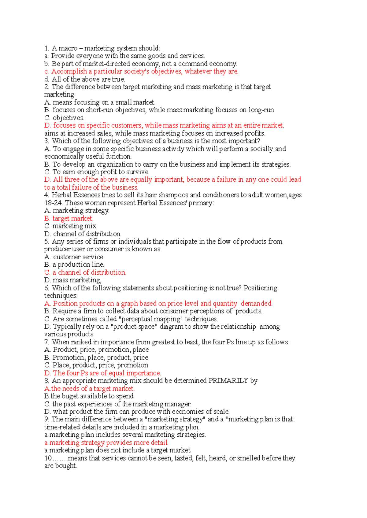 Marketing Concepts and Strategies: TN MAR 3 - 1234 Study Guide - Studocu