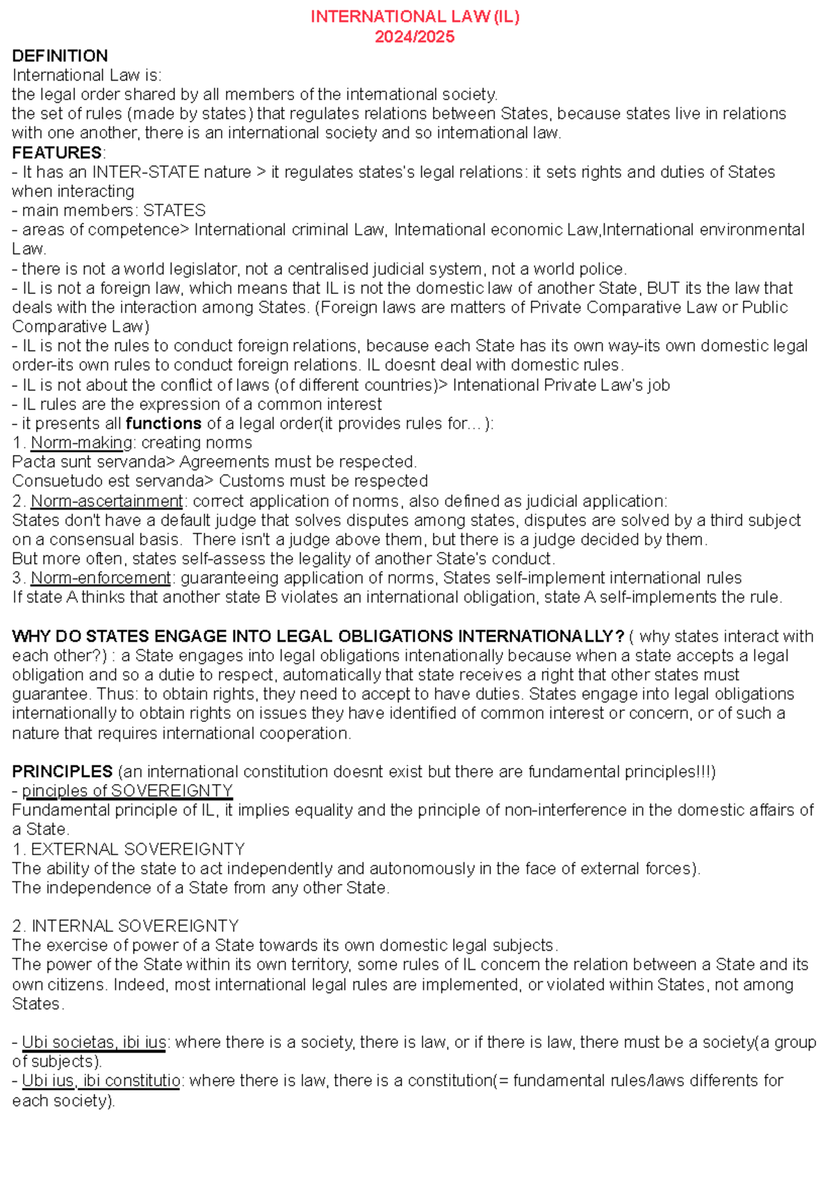 Final Exam - International Law Overview and Key Concepts (IL) - Studocu