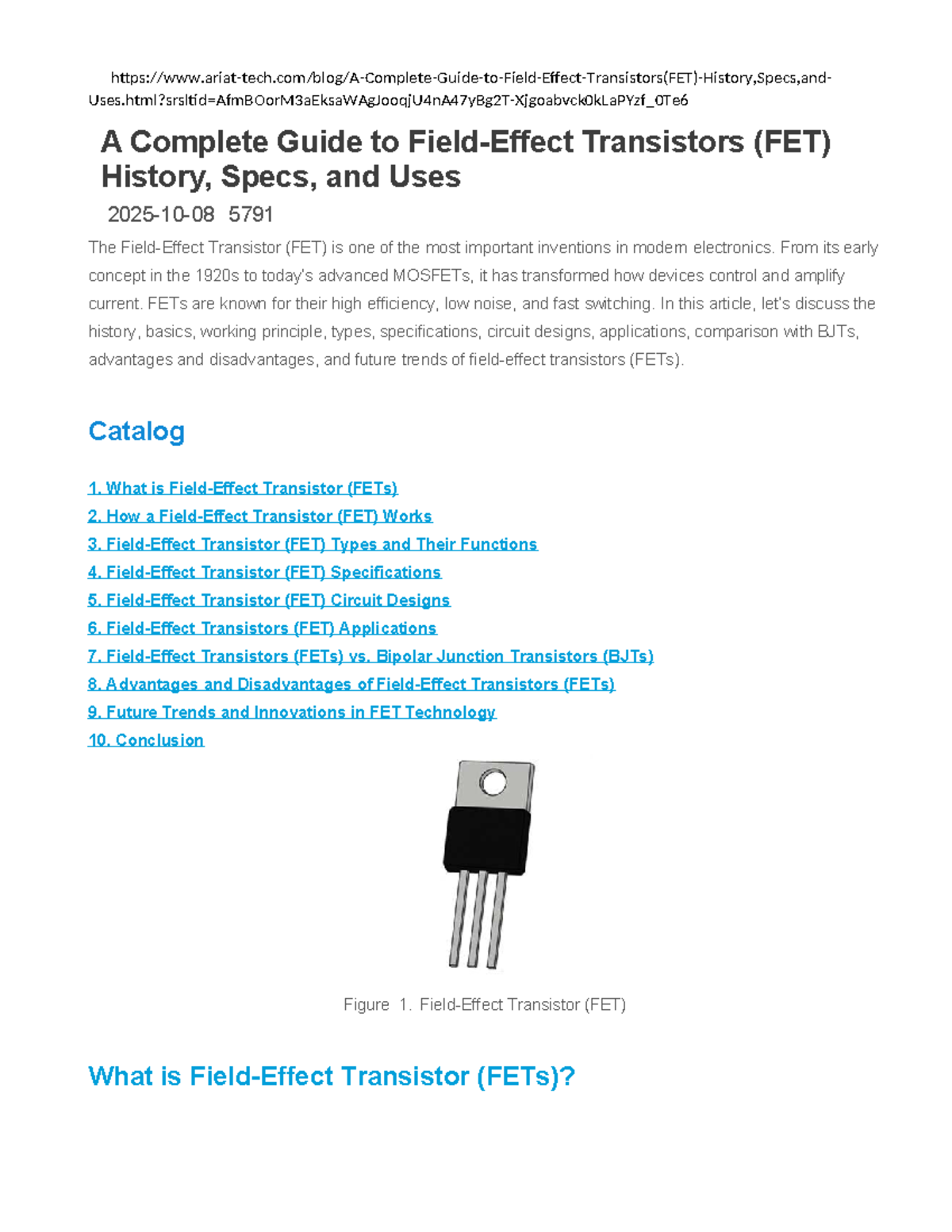 A Comprehensive Overview of FETs: History, Specs, and Applications 5791 ...