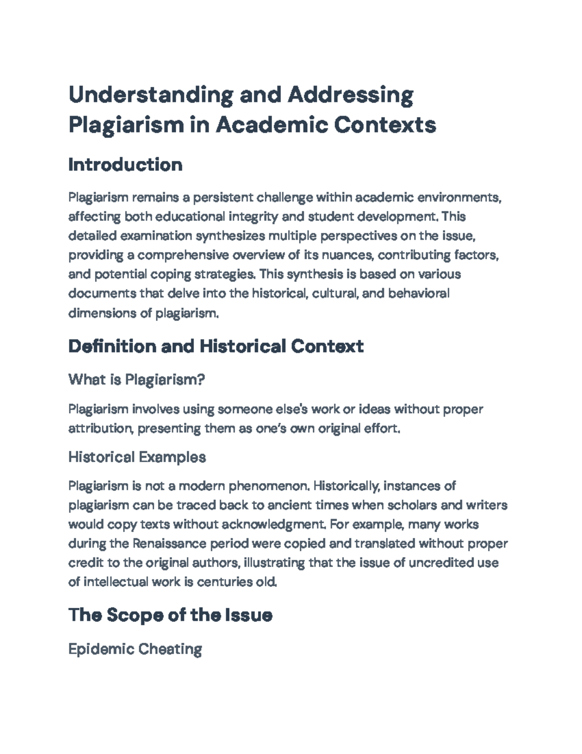 Understanding and Addressing Plagiarism in Academic Settings (Course ...