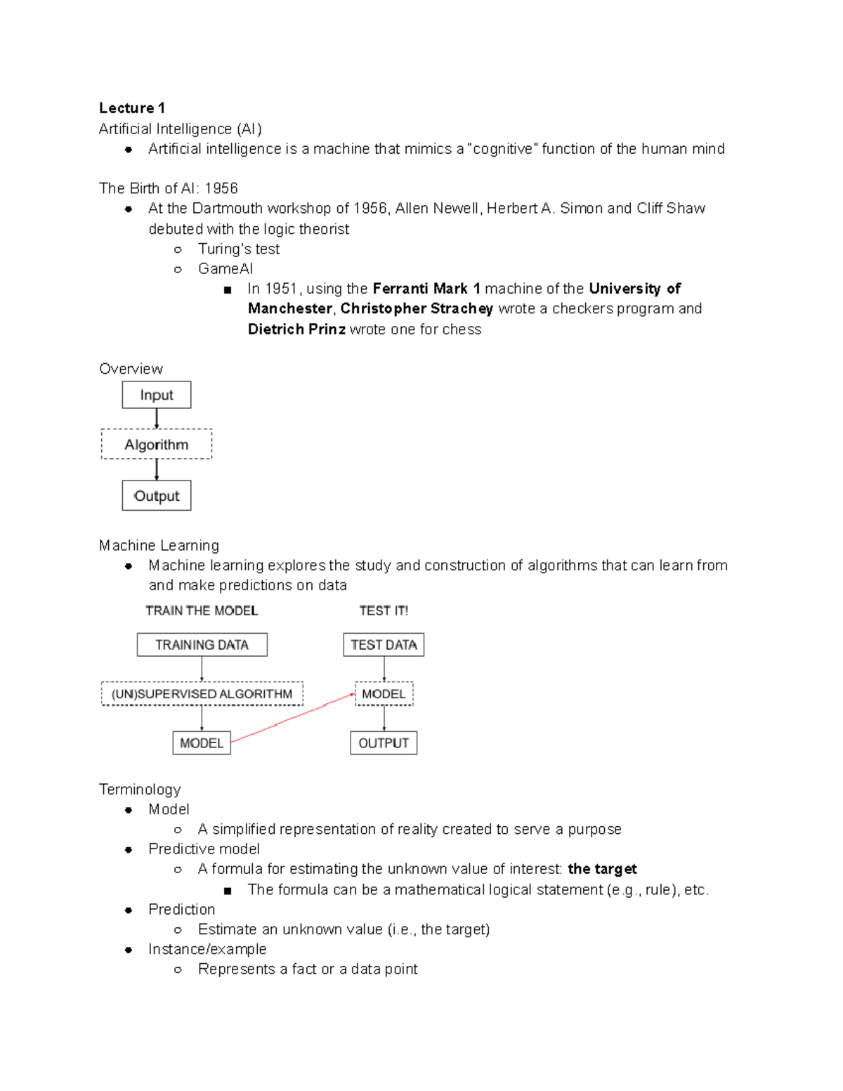 Midterm Lecture Notes on Artificial Intelligence (ITM740) - Studocu