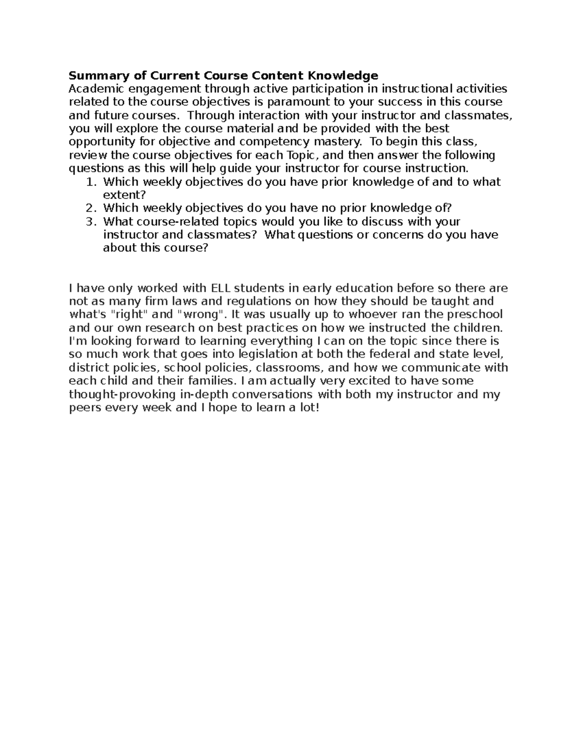 Course Content Overview and Engagement Strategies for Success - Studocu