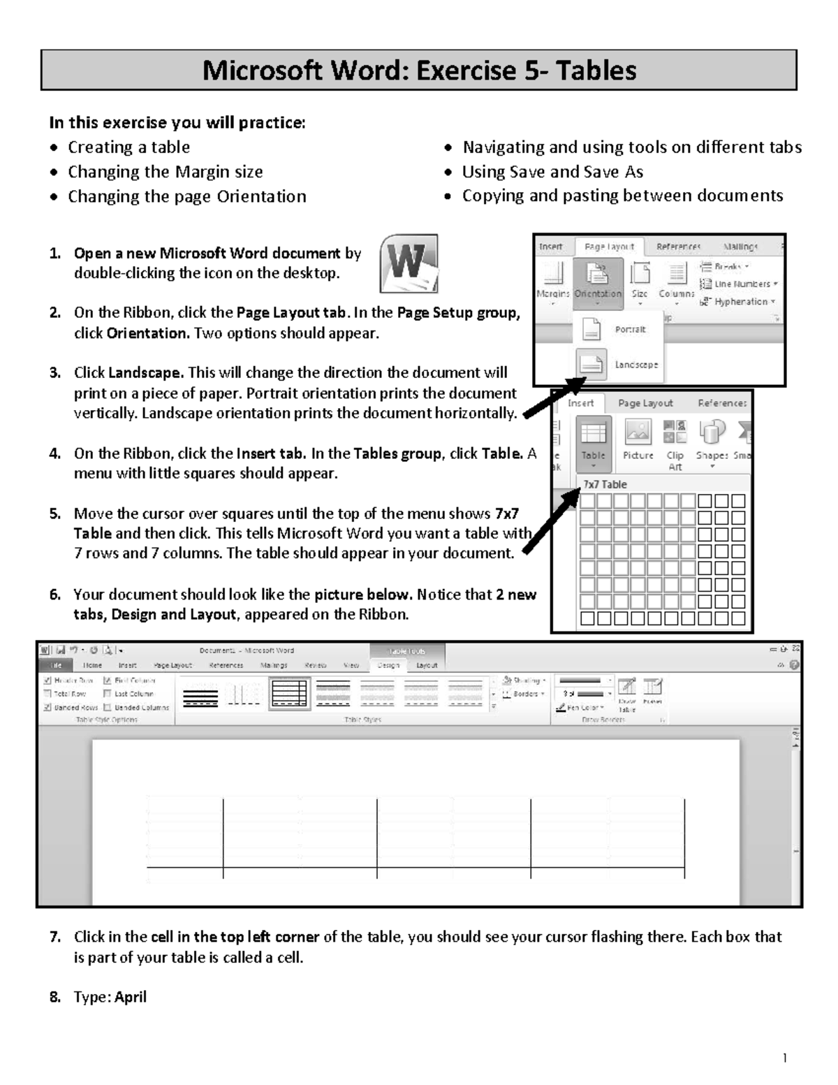 Microsoft Word: Creating Tables Activity Guide - Studocu