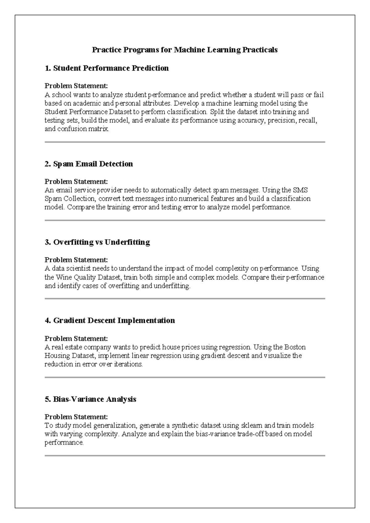 Practice Programs for ML Practicals: Student Performance & More - Studocu