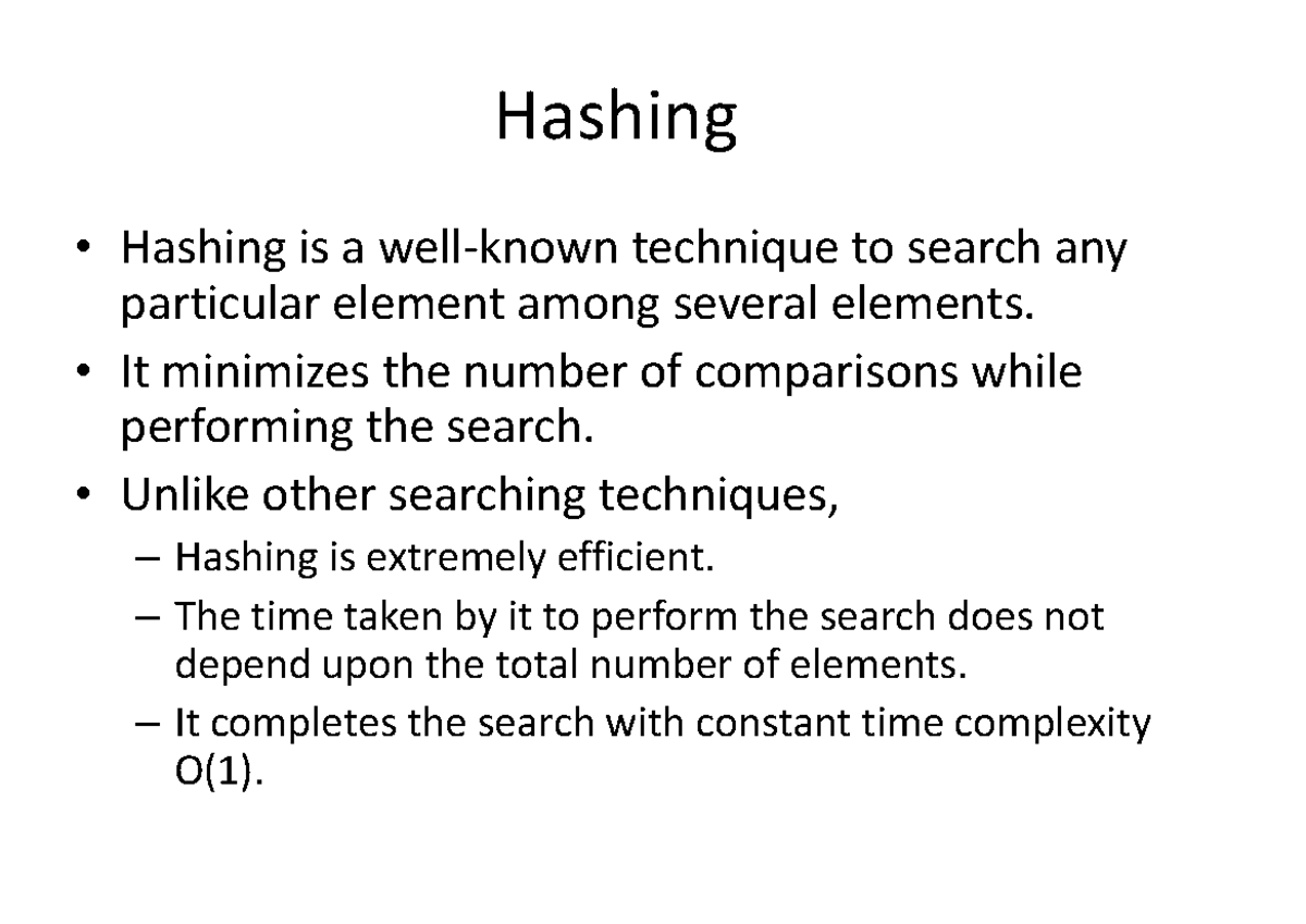 Hashing Techniques and Collision Resolution - CS101 - Studocu