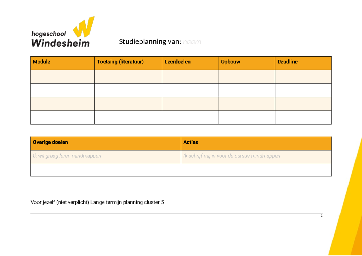 Format studieplan - M1 Studieloopbaanbegeleiding - Studieplanning van ...
