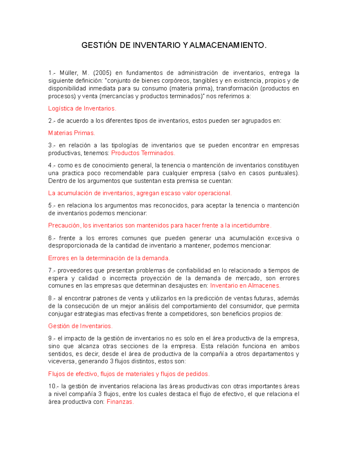 Examen de Gestión de Inventario y Almacenamiento GEST 101 - Studocu