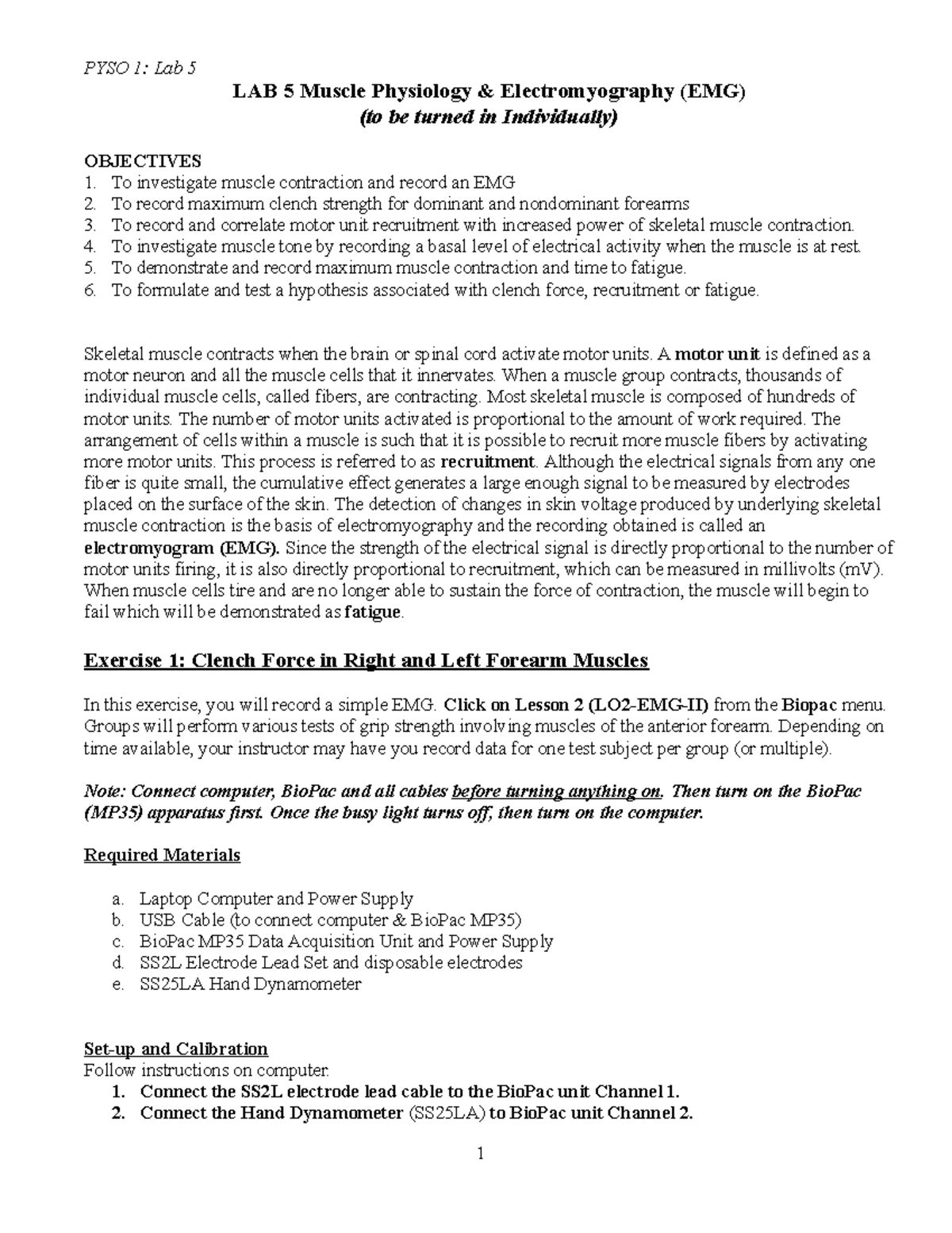 PYSO001 Lab5: Electromyography (EMG) and Muscle Fatigue Analysis - Studocu