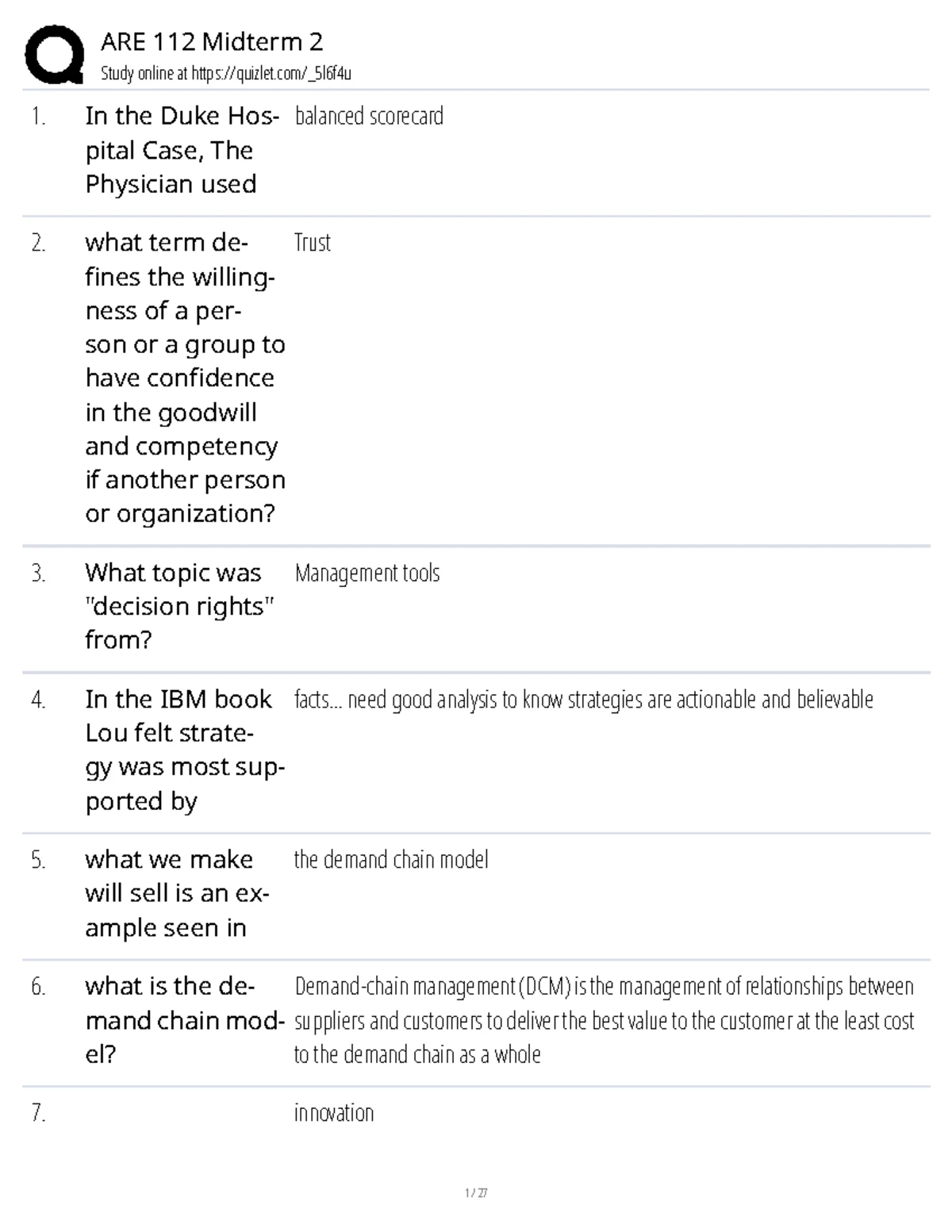 ARE 112 Spring 2014 Final Exam Review: Key Concepts and Questions - Studocu