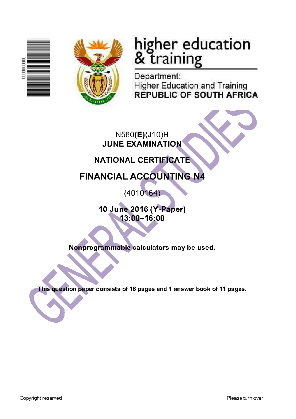 N560(E)(J10)H June 2016 Financial Accounting Exam Paper - Studocu