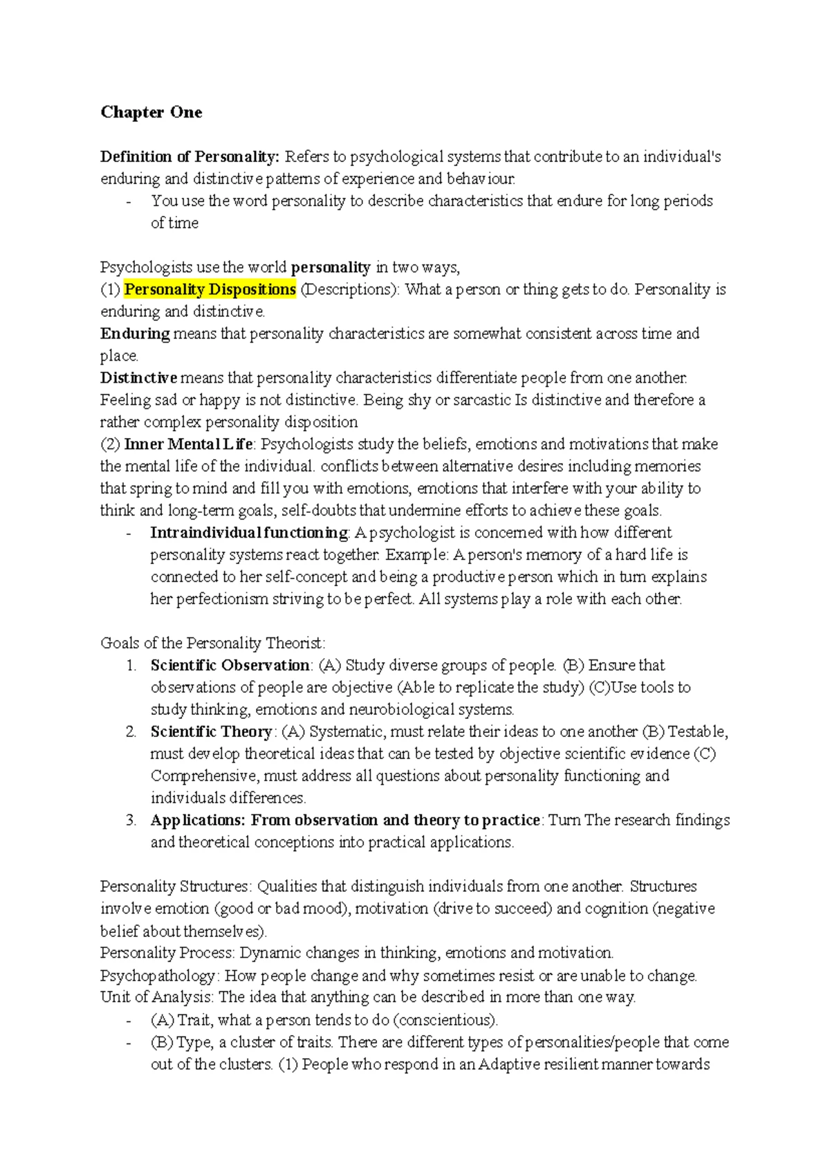 Personality and Behavioral Theories: Final Exam Notes (PSY 101 ...
