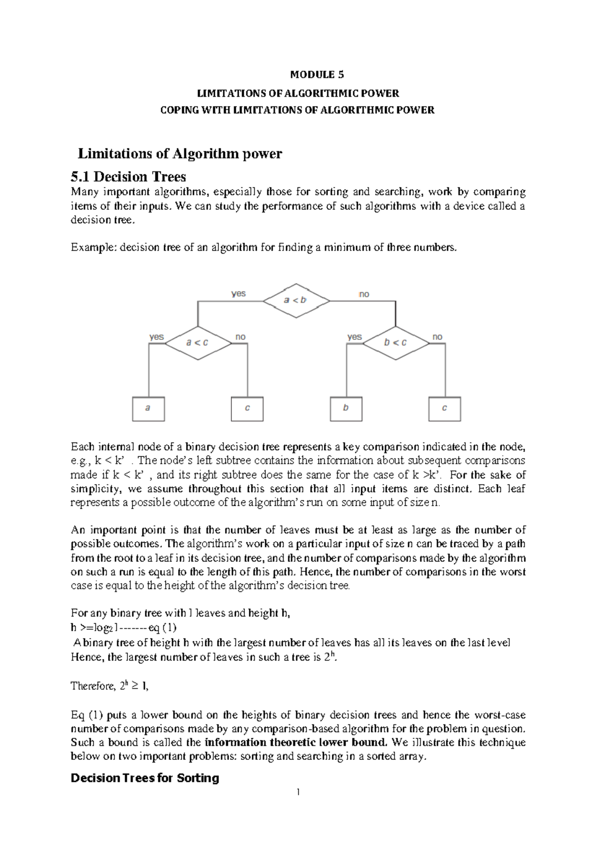 Module 5: Limitations of Algorithmic Power in ADA - Key Concepts and ...