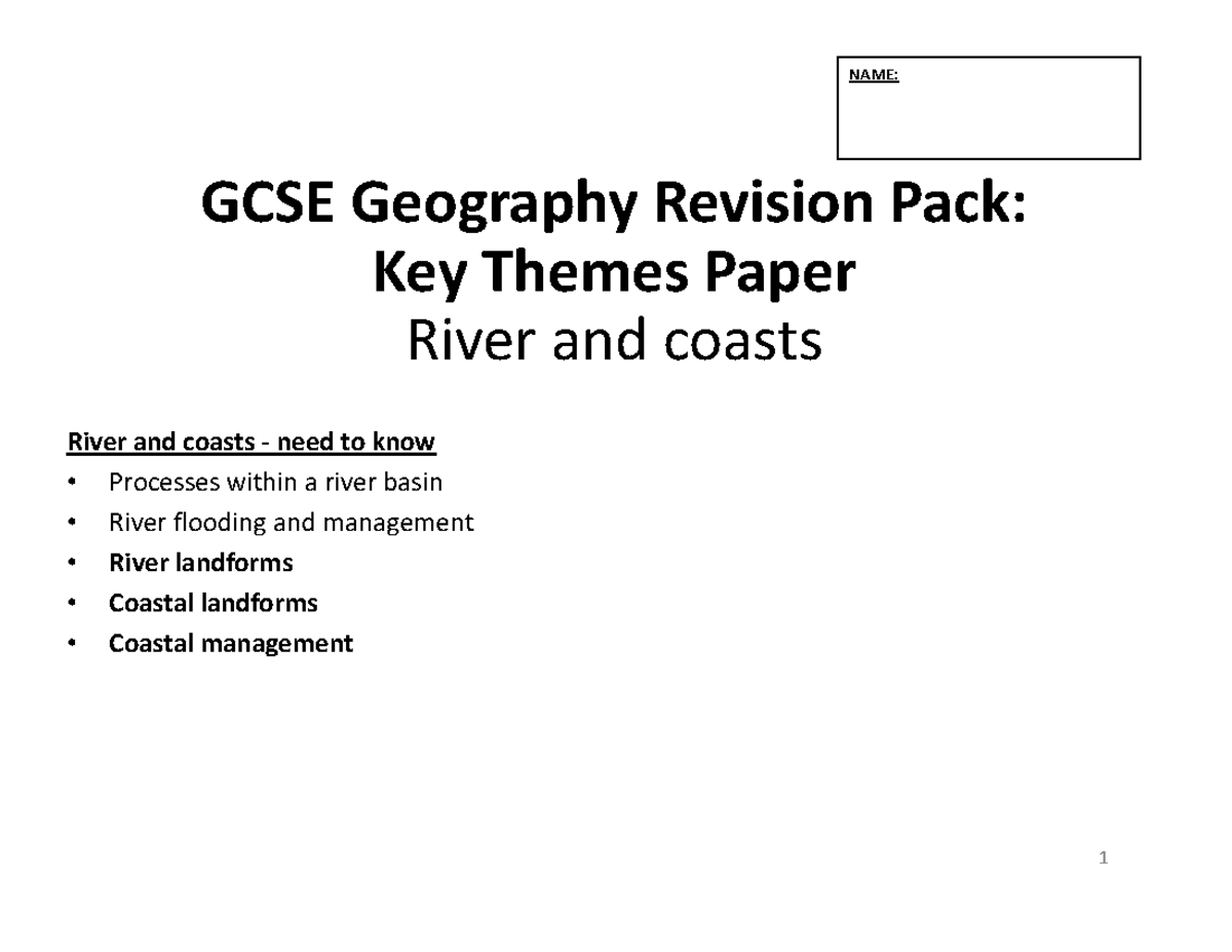 - Rivers and Coasts revision notes - River and coasts ‐ need to know ...