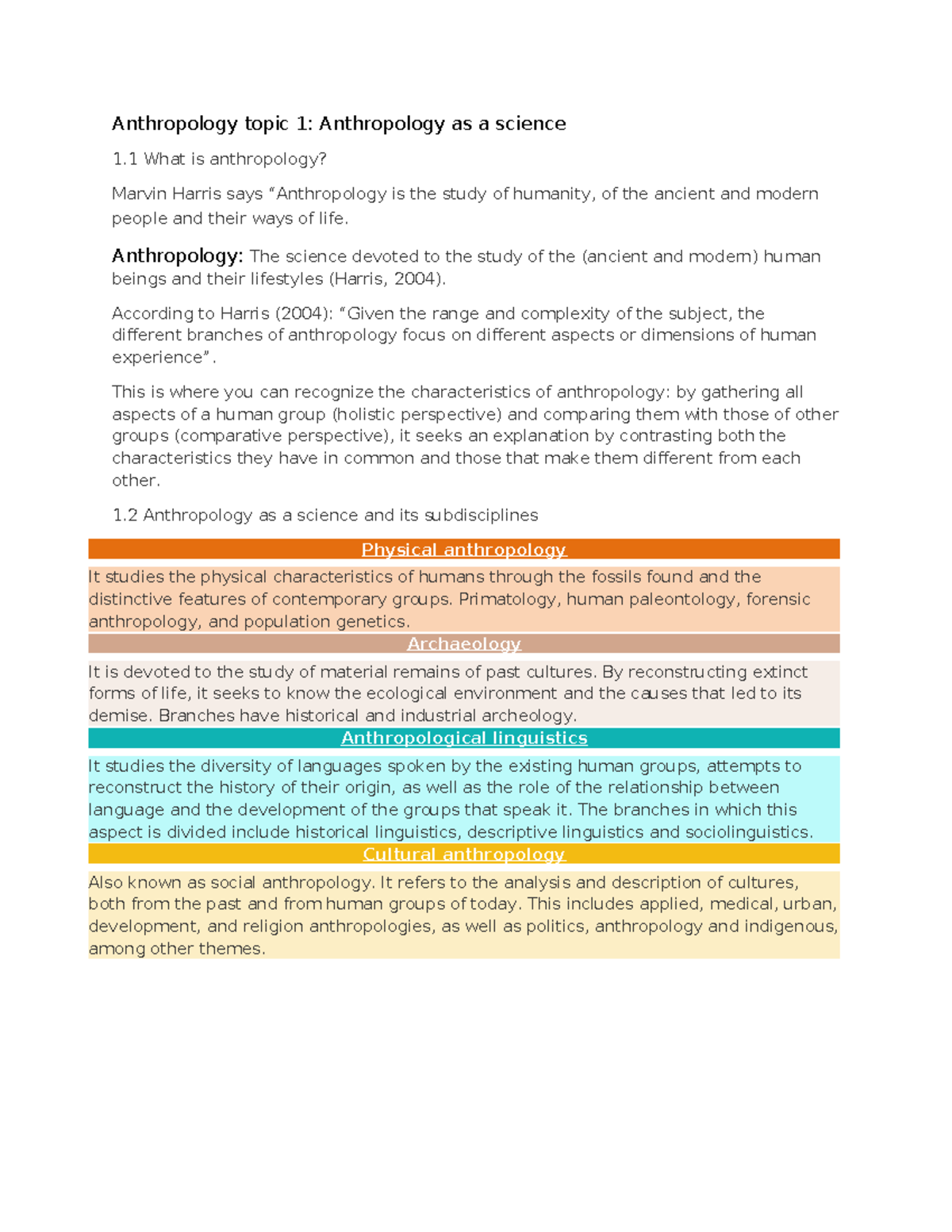 ANTH 101 - Exploring Anthropology: Science and Subdisciplines - Studocu