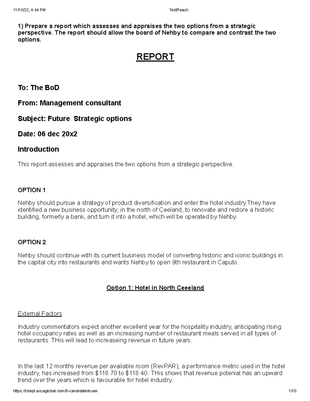 SBL Spe 3 pp Nehby NRJ Strategic Options Analysis Report - Studocu