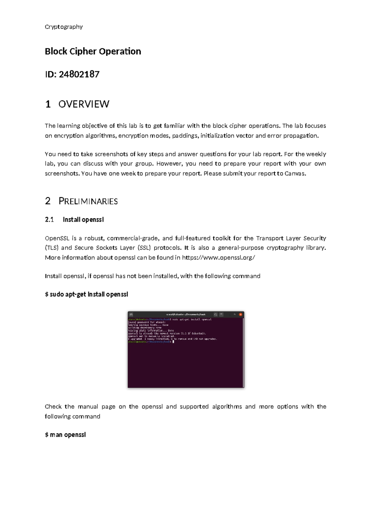 Block Cipher - The lab focuses on encryption algorithms, encryption ...