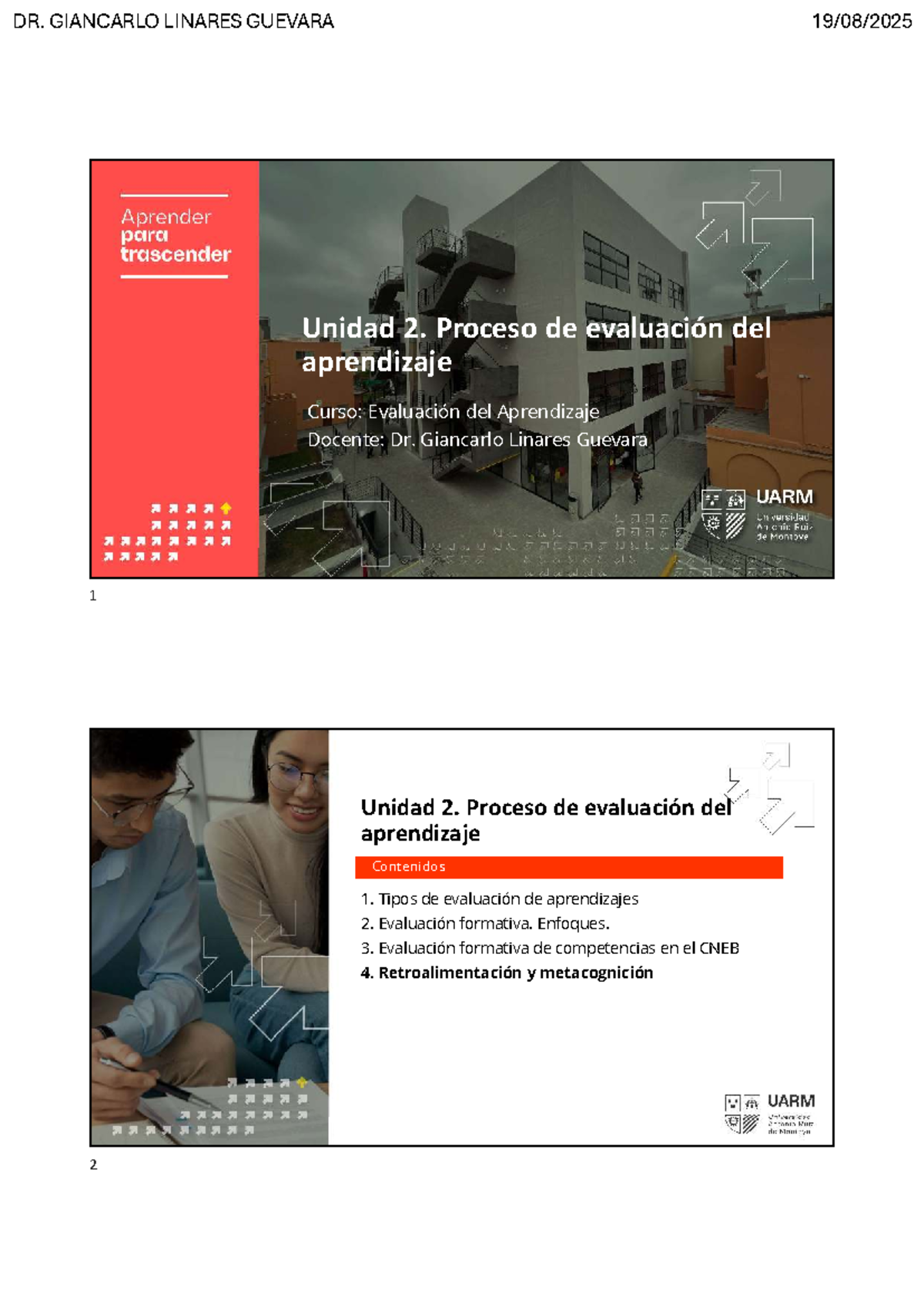 PPT - Unidad 2.3. Proceso de Evaluación Formativa en Aprendizaje - Studocu