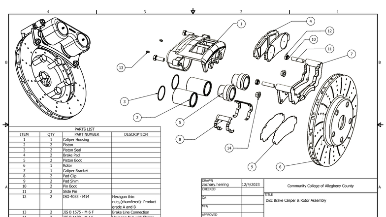 QA Disc Brake Caliper Rotor Assembly - Drawing 1 - Studocu