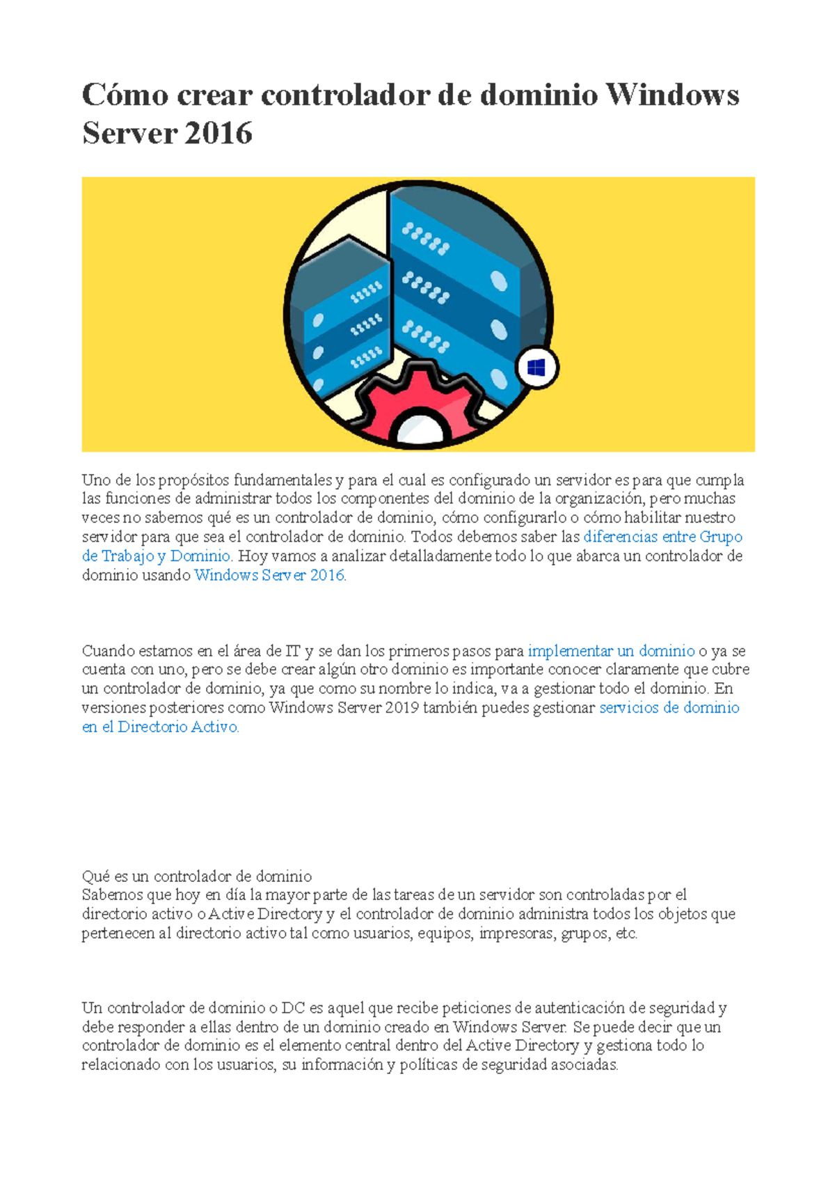 Guía para Configurar Controlador de Dominio en Windows Server 2016 ...