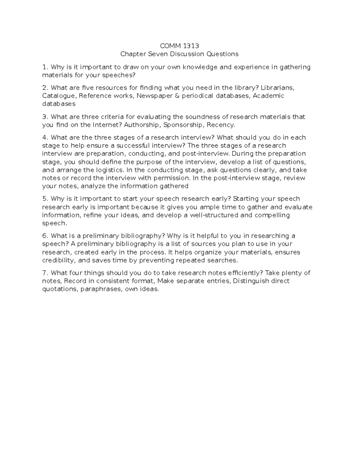 Chapter 11 Discussion Questions - COMM 1313 Chapter Eleven Discussion ...