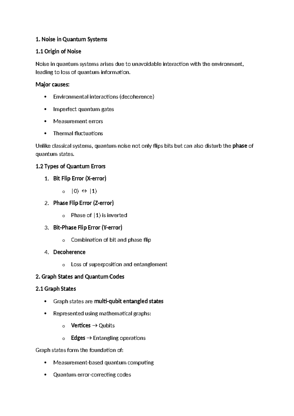 Quantum Noise and Error Correction: Unit 4 Lecture Notes - Studocu