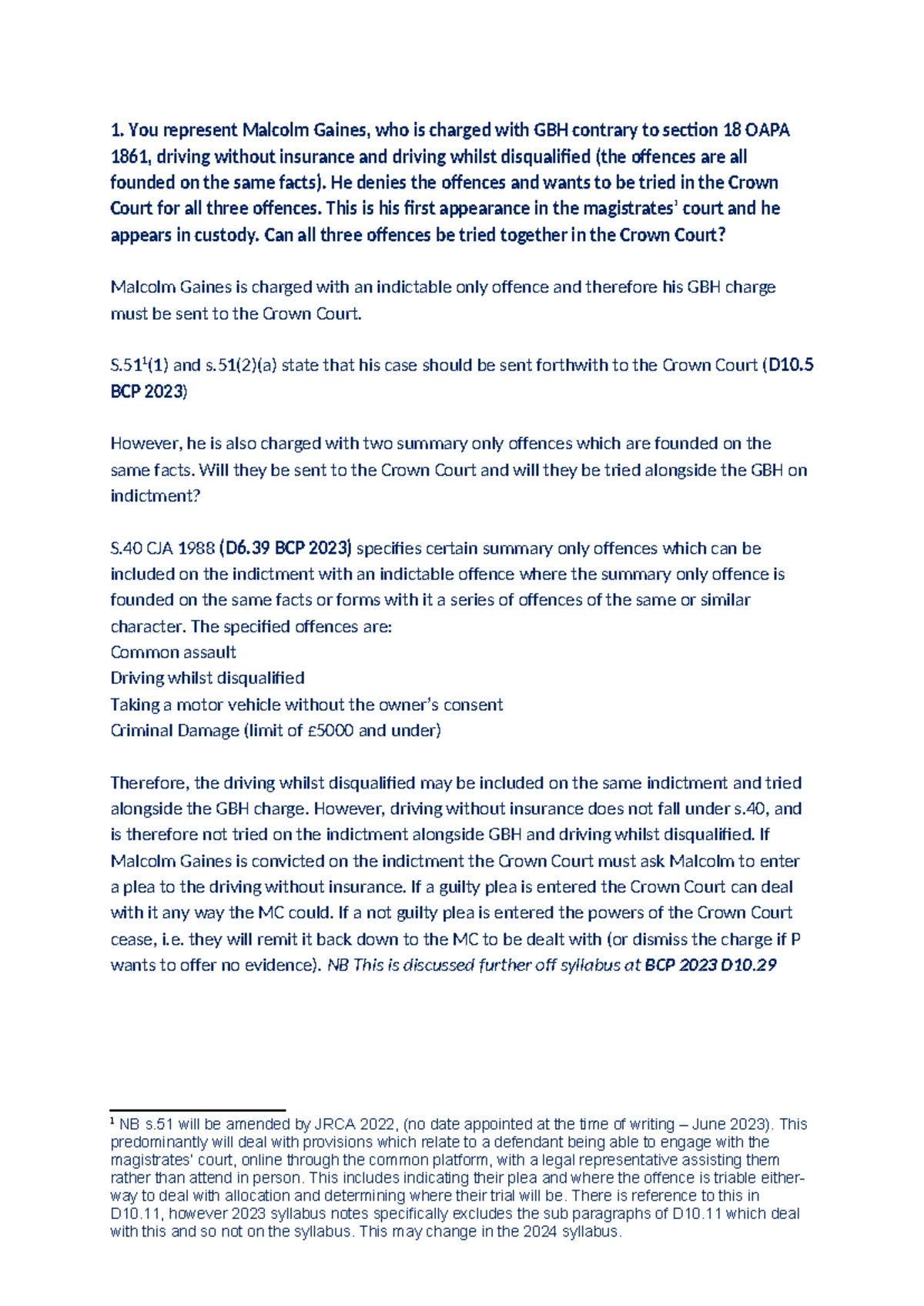 CRIMINAL LITIGATION EVIDENCE MOCK ASSESSMENT - Level 6 Guide - Studocu