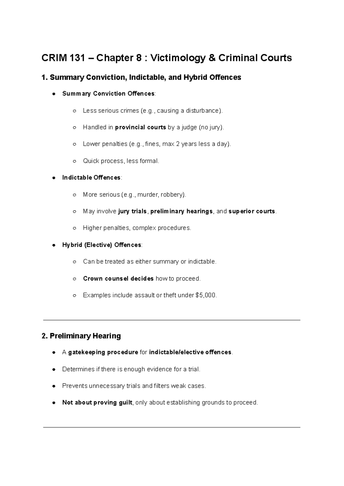 CRIM 131 - Crim 131 final exam study - CRIM 131 – Chapter 8 ...