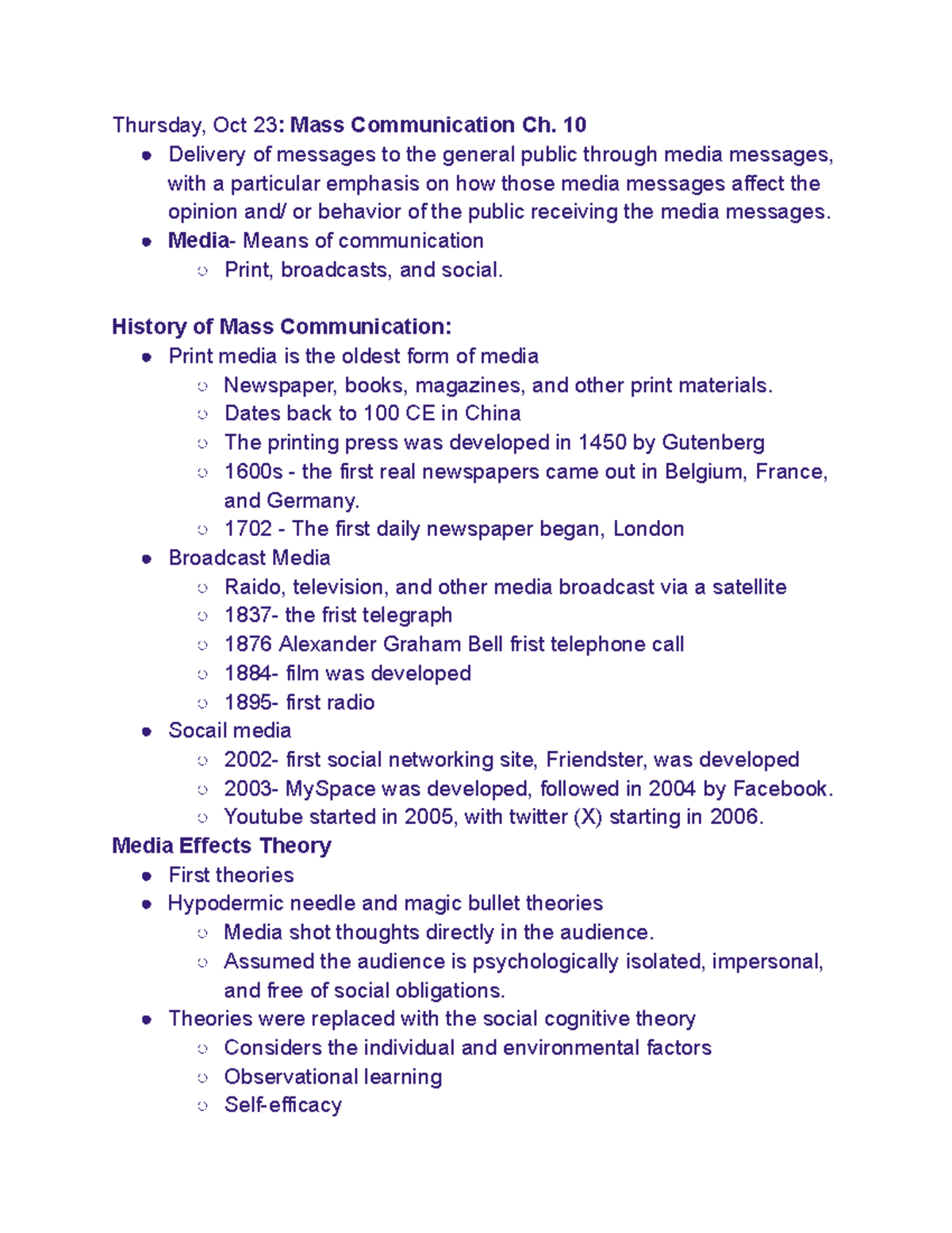 Mass Communication Ch. 10 Lecture Notes - Studocu