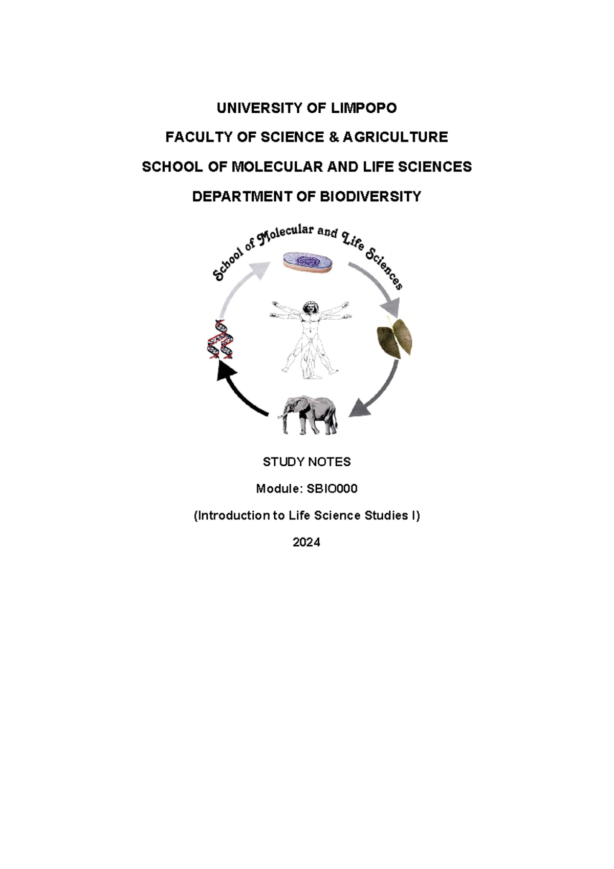 SBIO 2024: Introduction to Life Science Studies I – Study Notes - Studocu