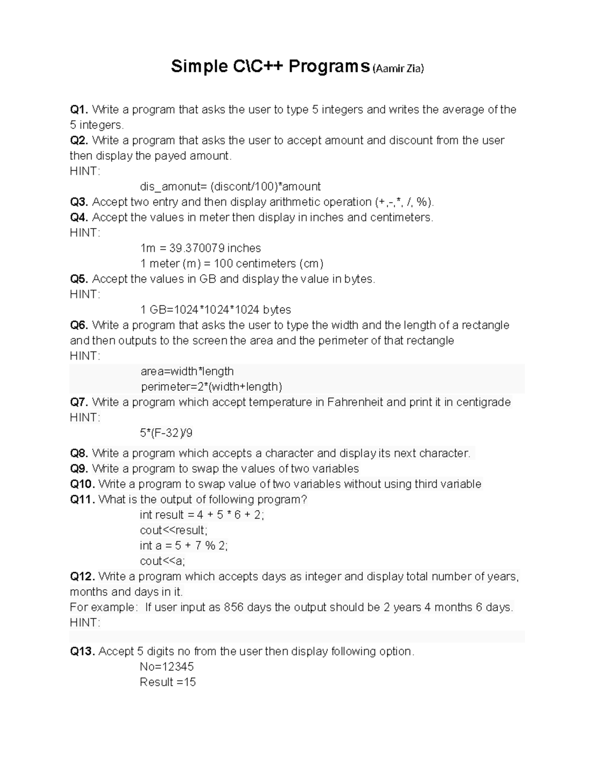 Simple C++ Programs - Write a program that asks the user to type 5 ...