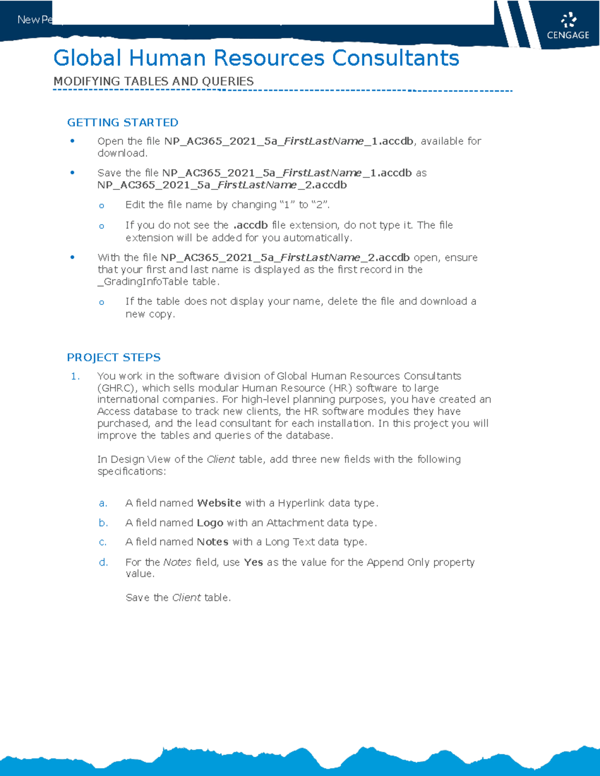 Instructions for NP AC365 2021 Project: Modifying Tables & Queries ...