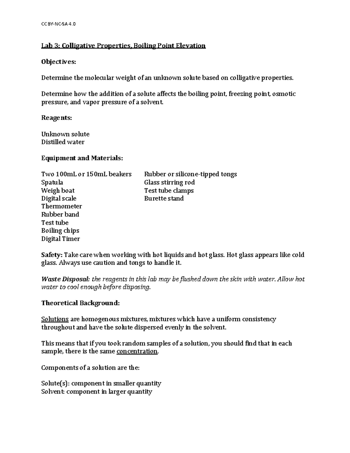 CC 4.0 Lab 3: Exploring Colligative Properties & Boiling Point ...