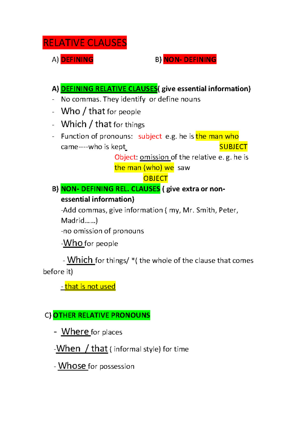 Relative Clauses: Defining and Non-Defining Explained - Studocu