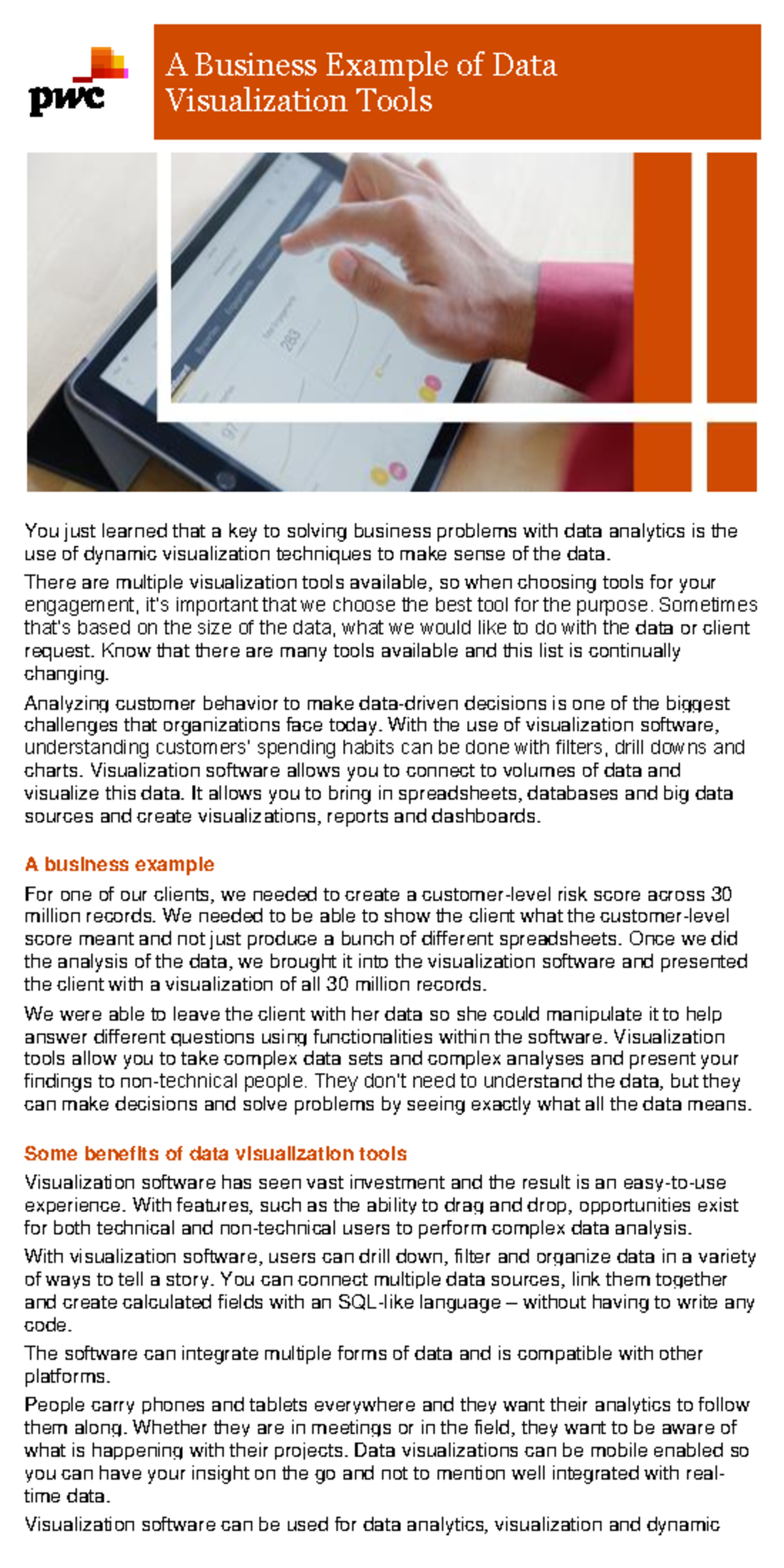 Effective Business Applications of Data Visualization Tools - Studocu