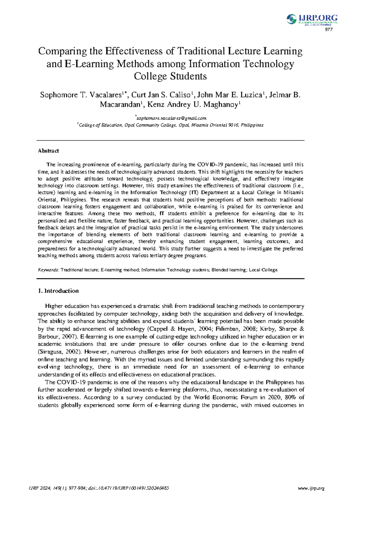 The Title of this PDF document - Comparing the Effectiveness of ...