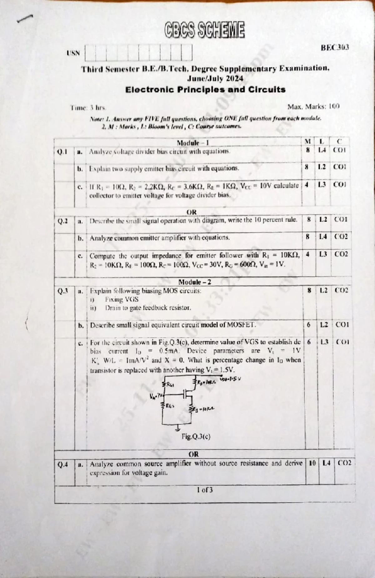 BEE 403 Microcontrollers Model Question Paper (CBCS Scheme) - Studocu
