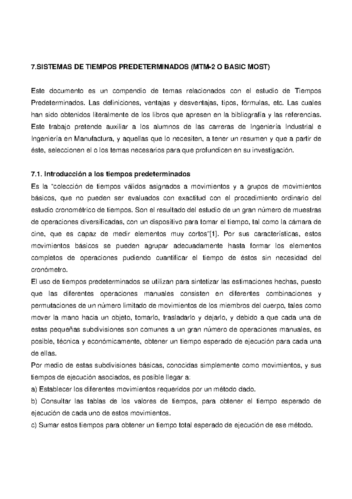 Capítulo 7: Sistemas de Tiempos Predeterminados (MTM-2 y BASIC MOST ...